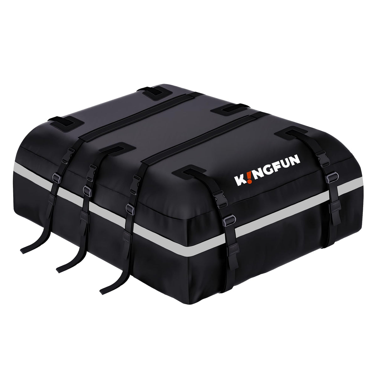 Kingfun front view of rooftop bag showing shape and capacity benefit