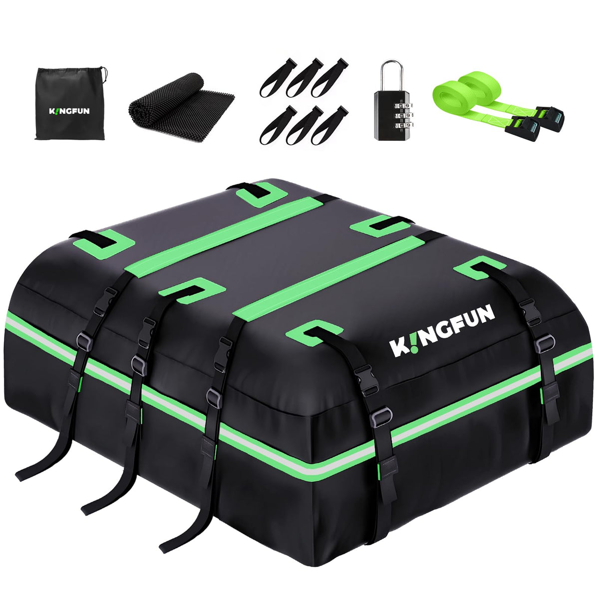 Kingfun front view of rooftop carrier showing full packed capacity benefit
