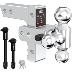 Kingfun hitch front view showing triple balls and clear compatibility benefit