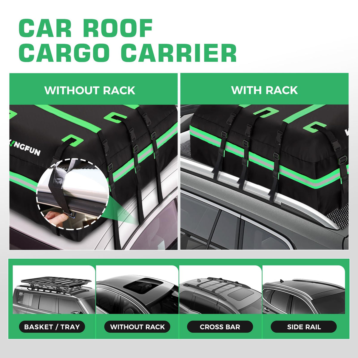Kingfun carrier installed on SUV while loading gear for travel convenience