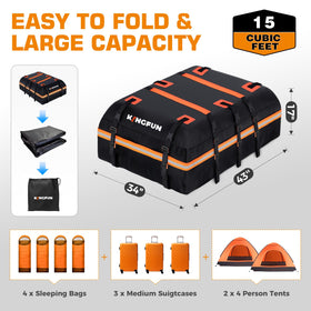 Kingfun open bag packed with luggage demonstrating capacity