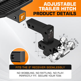 Kingfun tri-ball assembly closeup showing three ball sizes for versatile towing