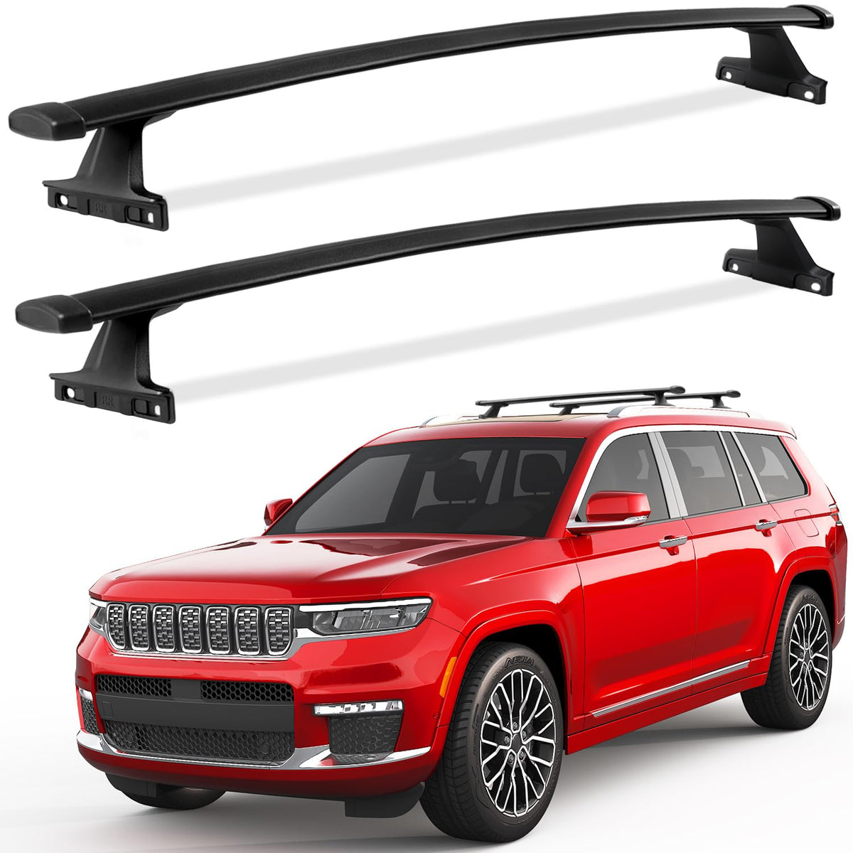 KINGGERI front view on Jeep Grand Cherokee L showing secure load benefit