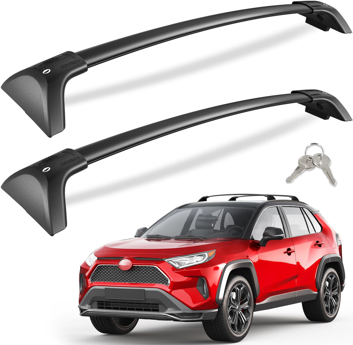 KINGGERI front view on RAV4 showing secure fit and streamlined look
