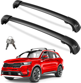 KINGGERI cross bars front view mounted on Kia Sorento showing fit and utility