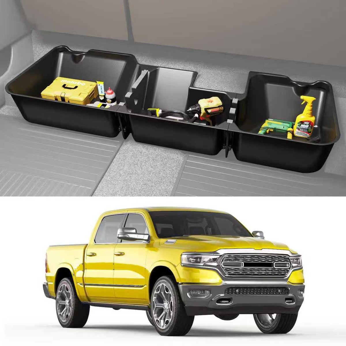 KINGGERI front view of under-seat box showing slim profile and secure fit