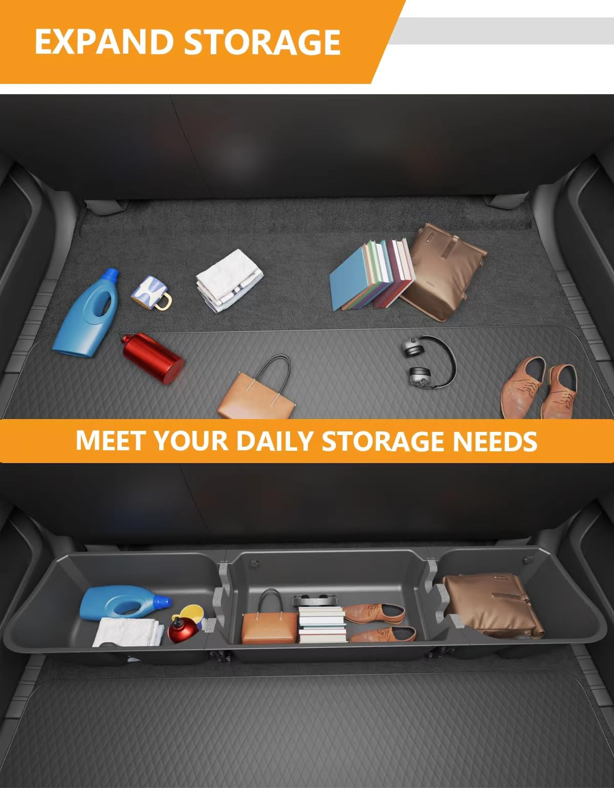 KINGGERI open compartment with partition showing organized storage benefit