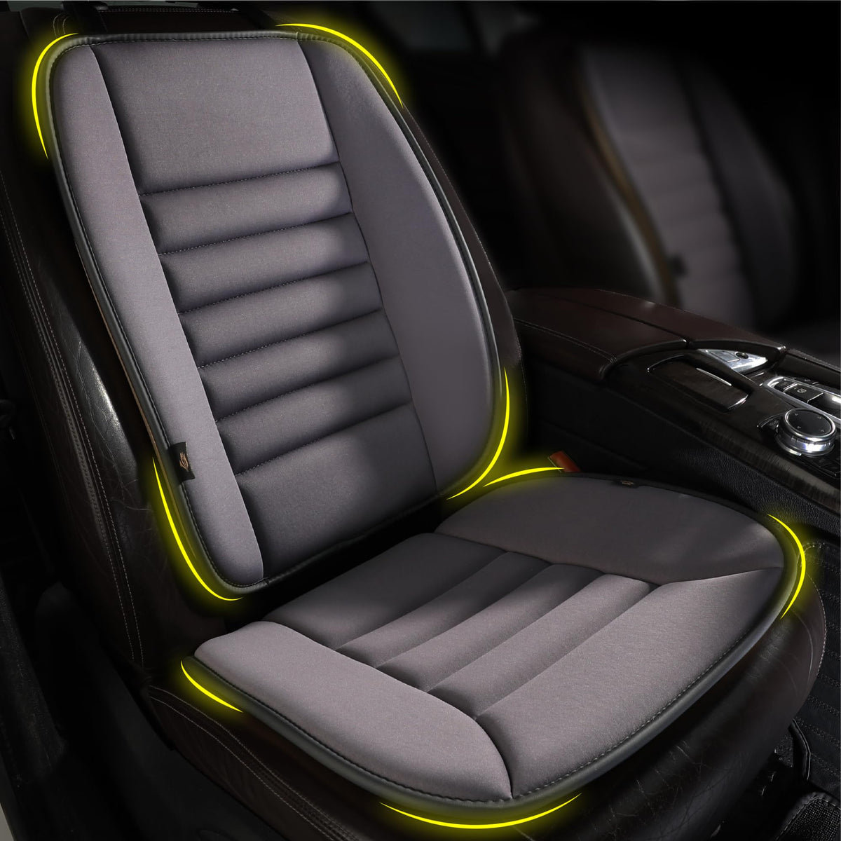 kingphenix front view of grey seat cushion showing ergonomic shape and immediate seating comfort