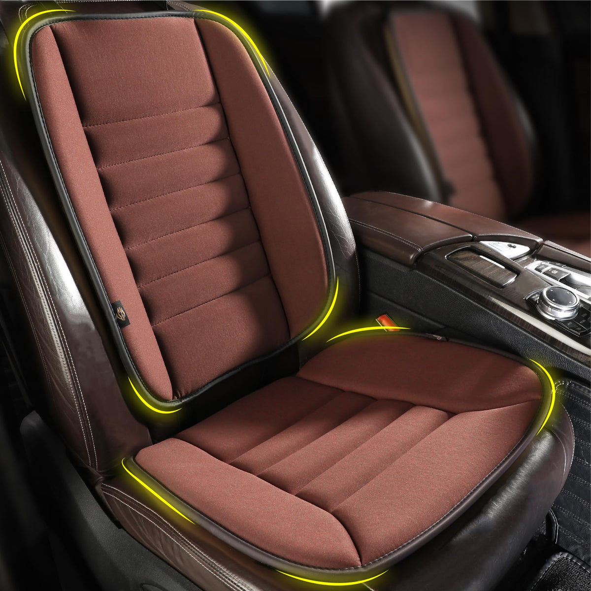 kingphenix front view brown seat set showing complete cushion support benefits