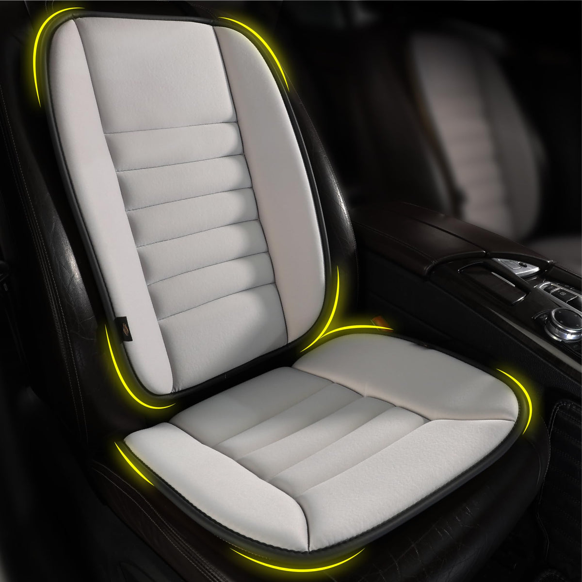 kingphenix front view of gray seat cushion showing ergonomic shape and instant comfort