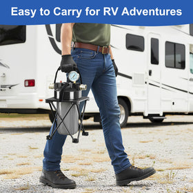 Kintim outdoor RV installation demonstrating portable filtration for travel use