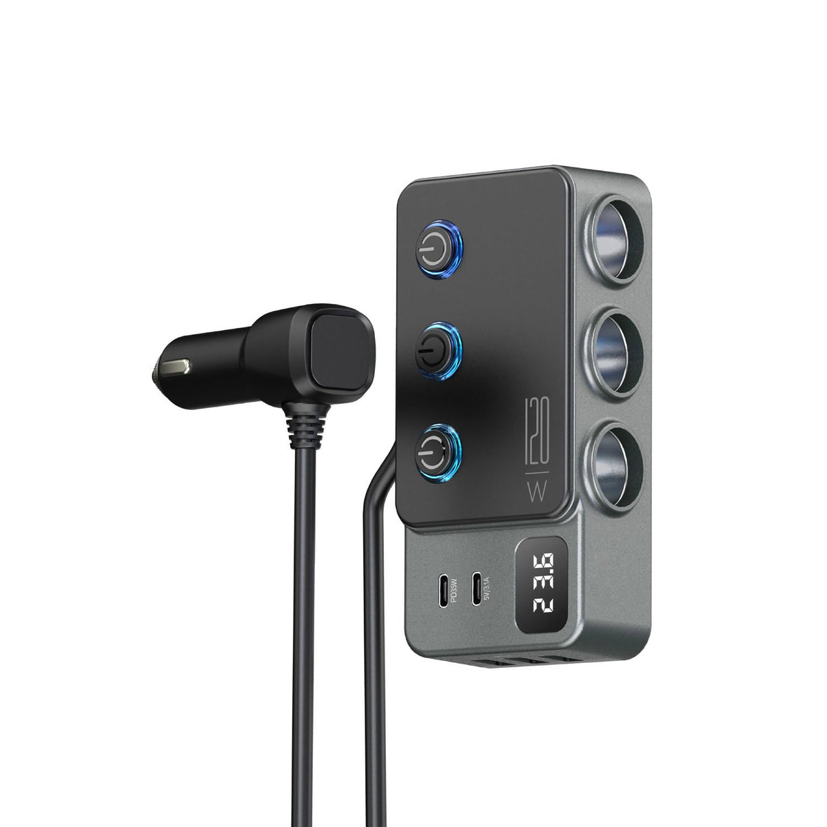 KirkasVue front view showing all ports and neat organization benefits