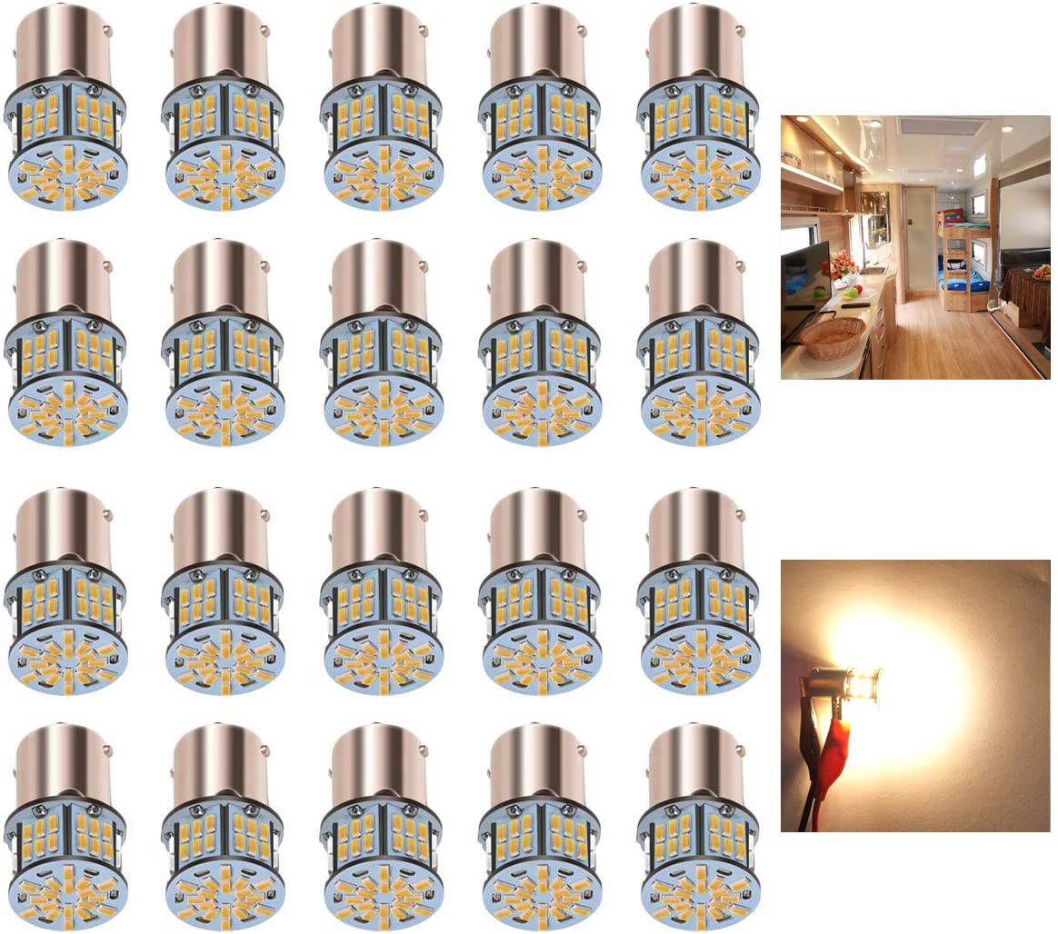 KISLED pack of 20 warm white bulbs showing size and quantity, improves cabin lighting