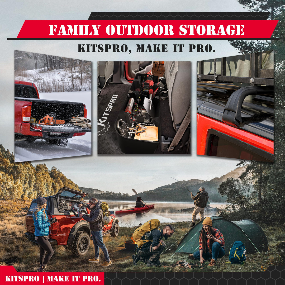 KitsPro installed in truck with camping gear demonstrating outdoor utility