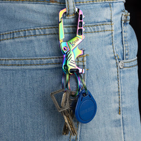 Kivssi clipped to belt loop showing secure carry benefit