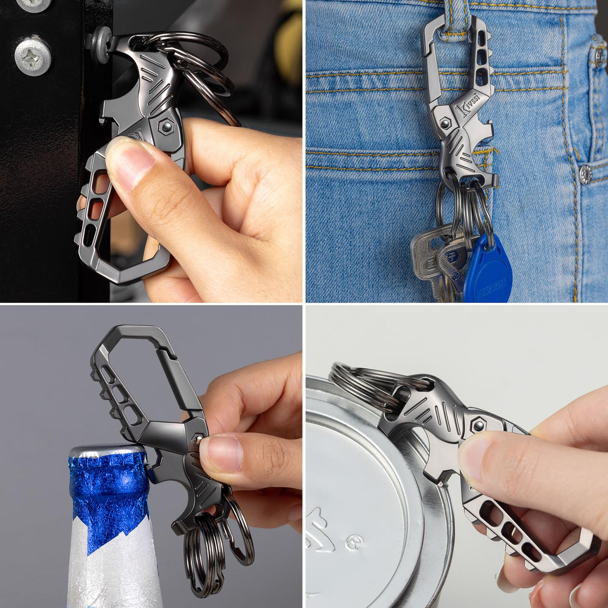 Kivssi keychain next to coin showing compact 3.2-inch size for portability