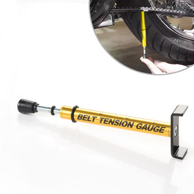 KiWAV tension gauge on a motorcycle belt demonstrating correct measurement