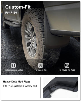 Kiwi Master installed side profile on F-150 demonstrating full tread coverage