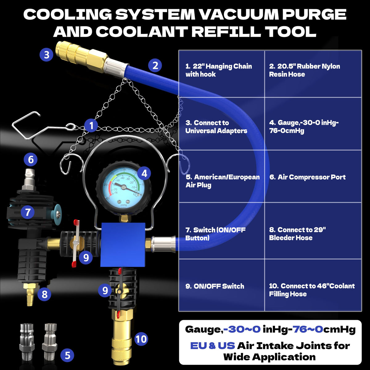 KJE clear hose and thermometer detail for visible flow and temperature check