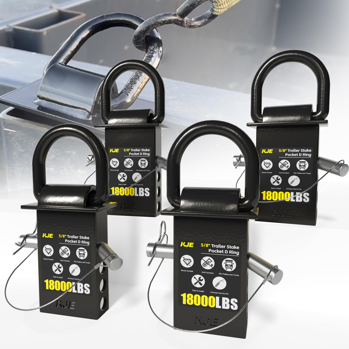 KJE front view D-ring anchor showing robust design and easy insertion benefit