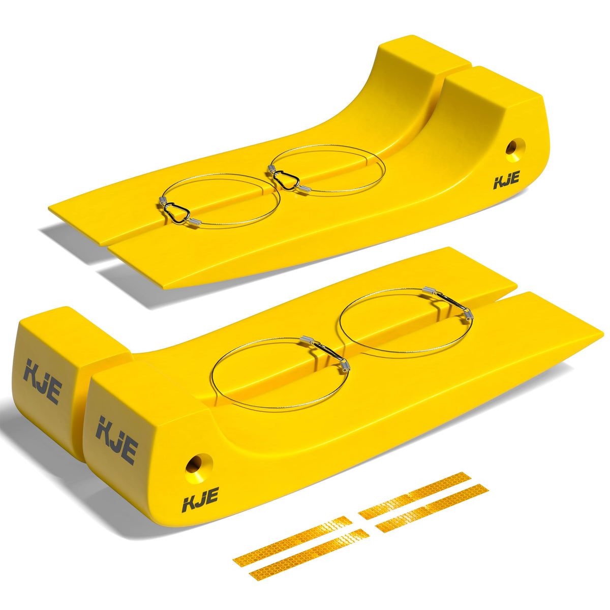 KJE front view of four skates showing compact storage and load capacity benefit