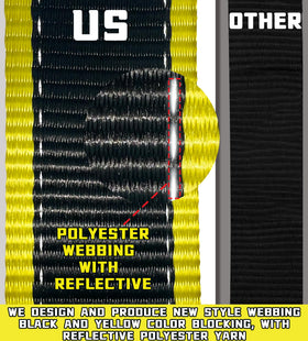 KJE close-up of full-basket webbing showing durable weave and reflective threads