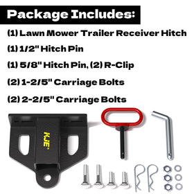 KJE hitch in yard towing a cart illustrating practical field use and convenience