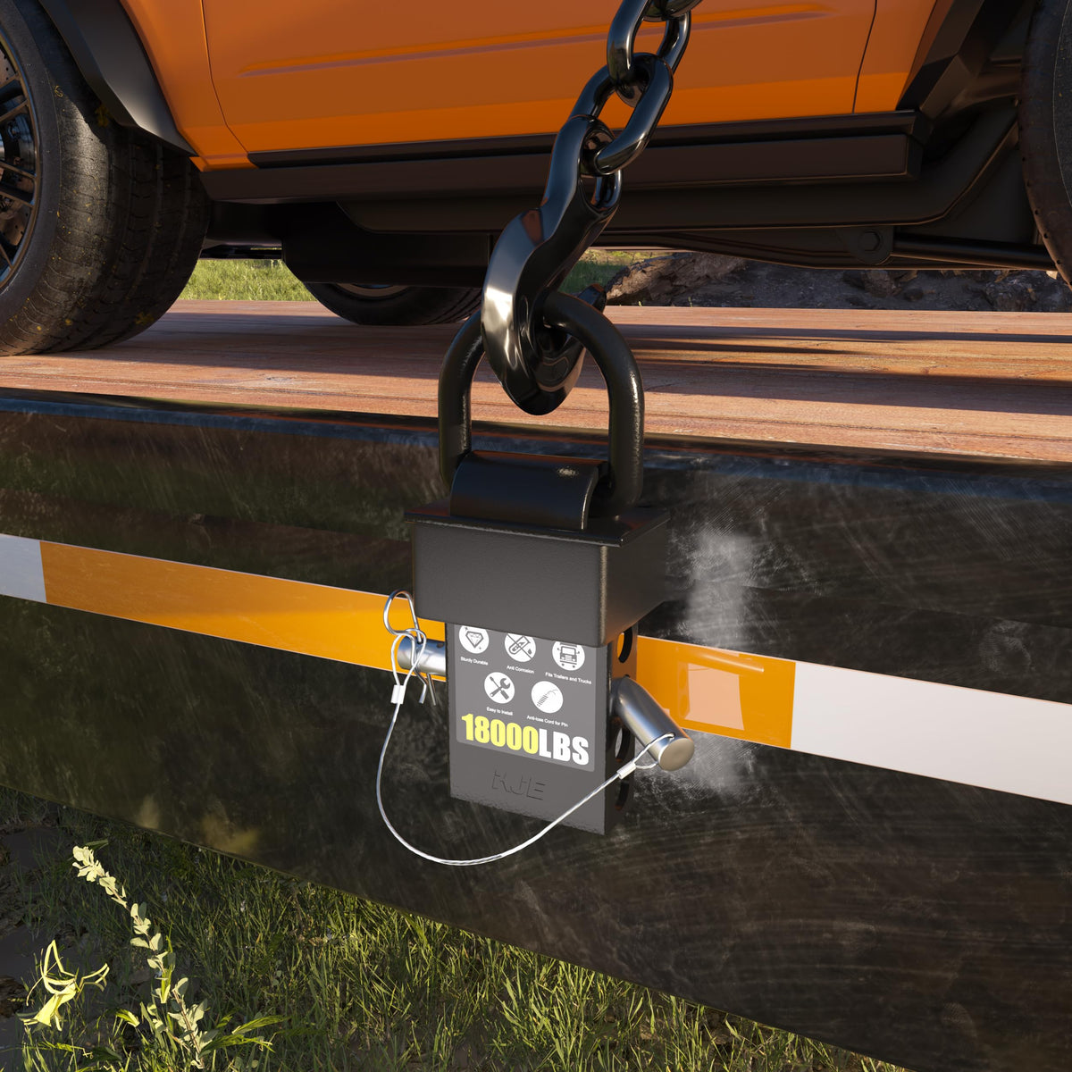KJE in use with ratchet strap showing reliable load restraint during transport