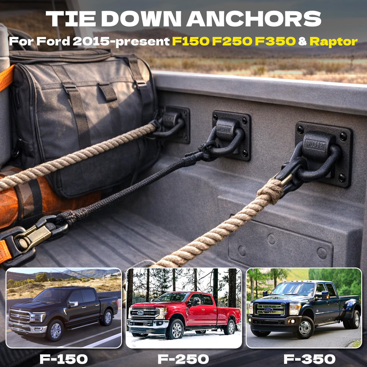 KJE installed anchor in truck bed showing secure fit and quiet operation