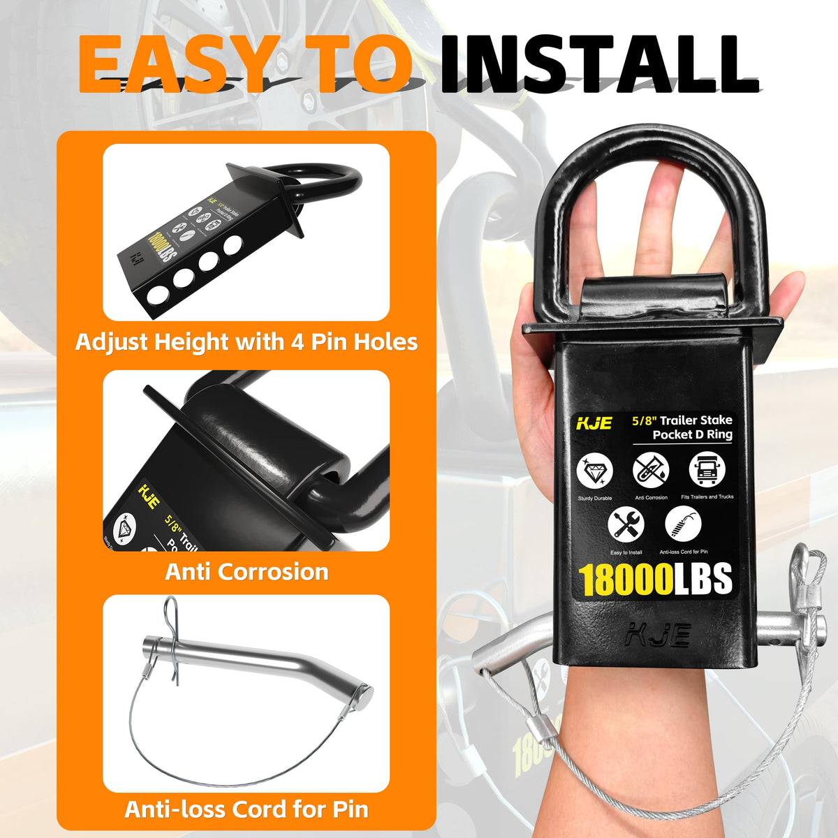 KJE installed on a flatbed stake pocket providing secure tie-down point