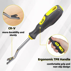 KJE tool in use prying a door panel demonstrating safe trim removal without scratches