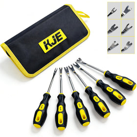KJE tools front layout showing all six tools and bag for easy identification and organization