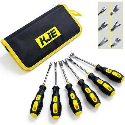 KJE tools front layout showing all six tools and bag for easy identification and organization