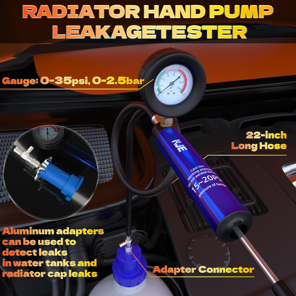 KJE vacuum refill tool held in hand demonstrating easy controlled filling