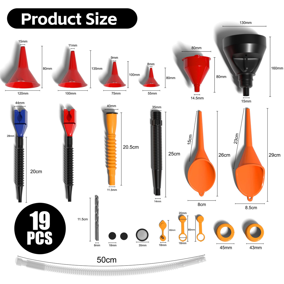 KJE wide-mouth funnel close-up with filter for debris-free pouring