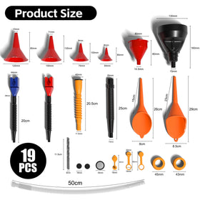 KJE wide-mouth funnel close-up with filter for debris-free pouring