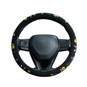 KKBHDZ cover being stretched onto a steering wheel demonstrating easy tool-free installation