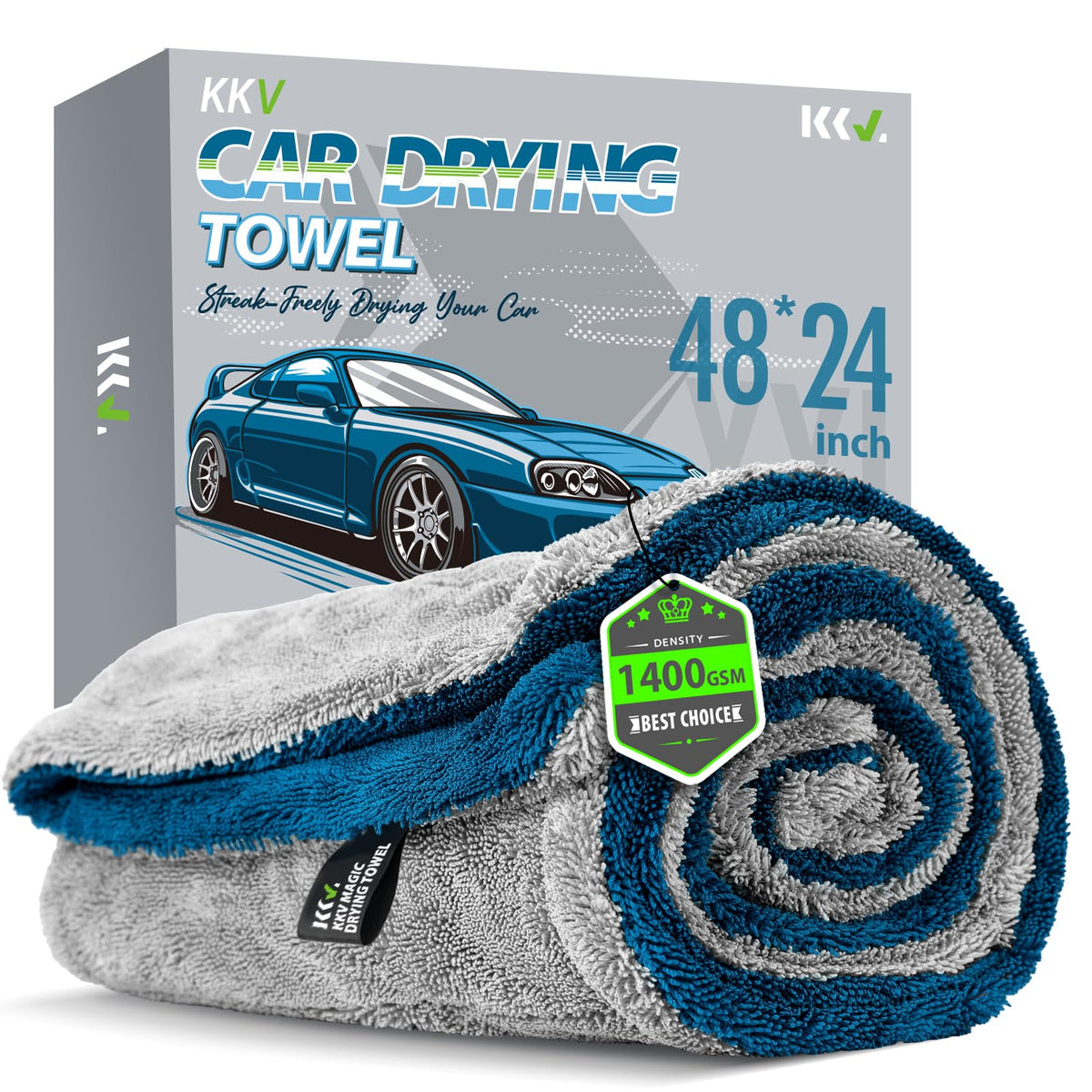KKV folded towel front view showing large size and quick-dry benefit
