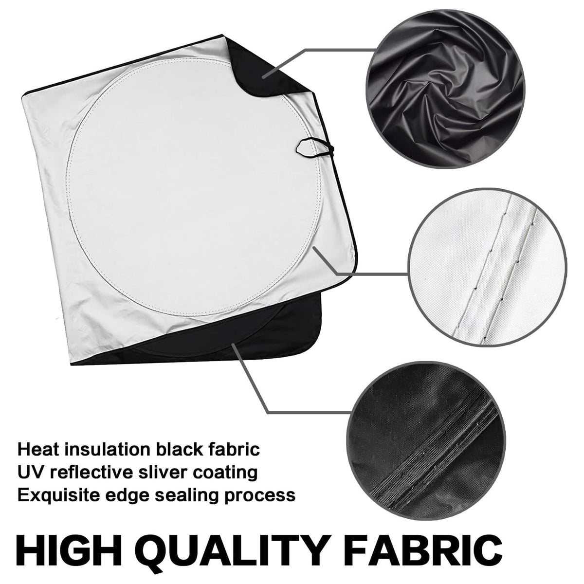 Klainlcly compact folded sunshade in storage bag for easy portability benefit