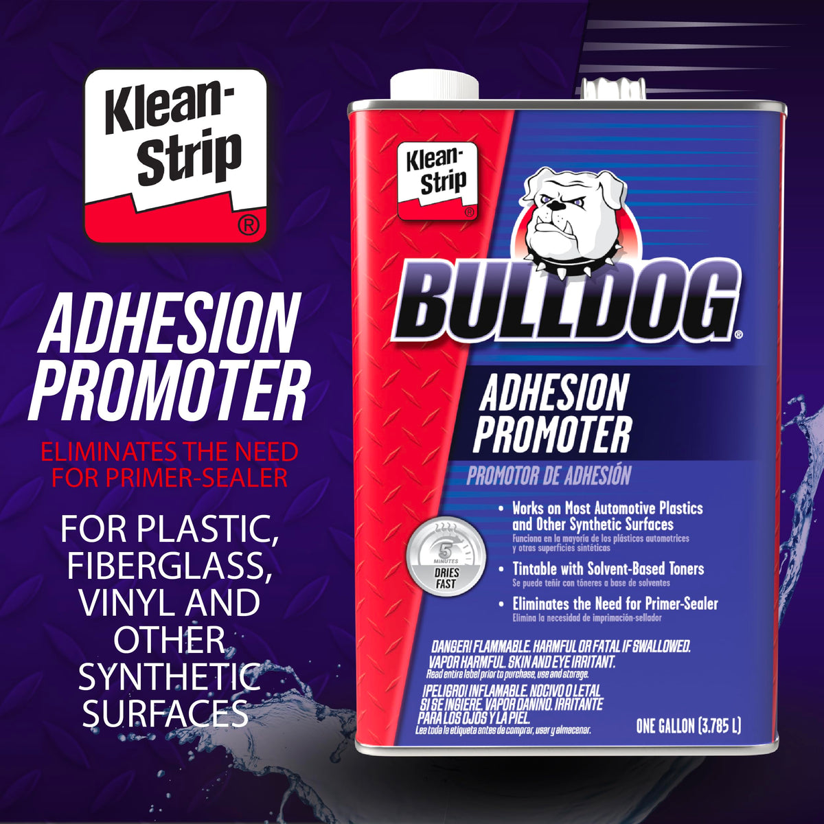 Klean-Strip Bulldog label close-up showing technical details and application instructions