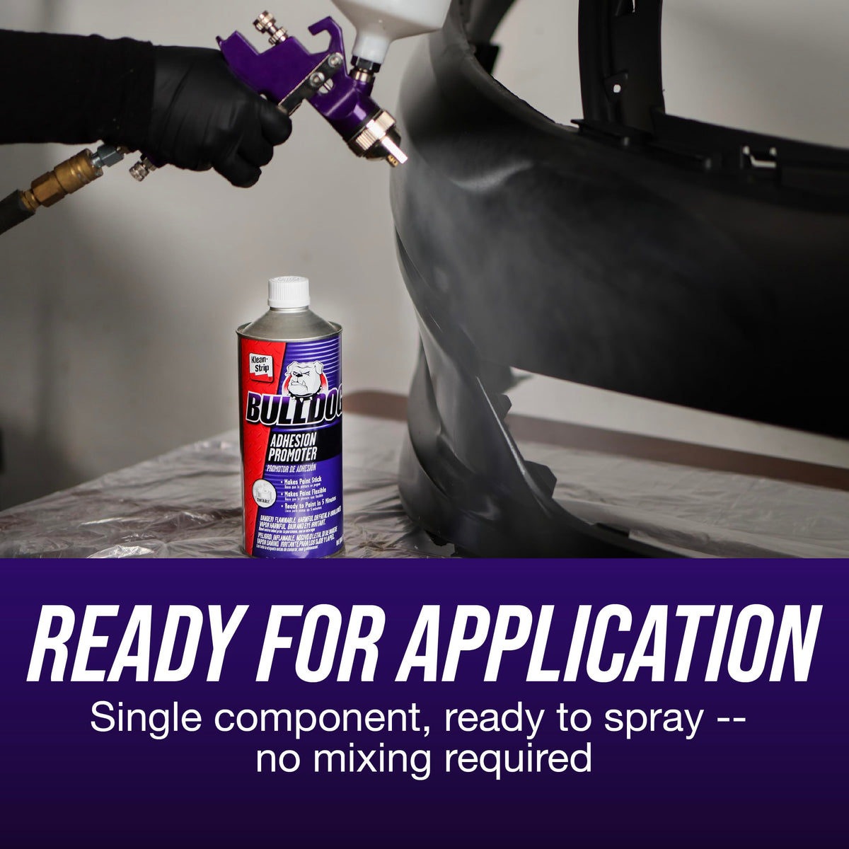 Klean-Strip Bulldog applied to a plastic automotive panel improving adhesion