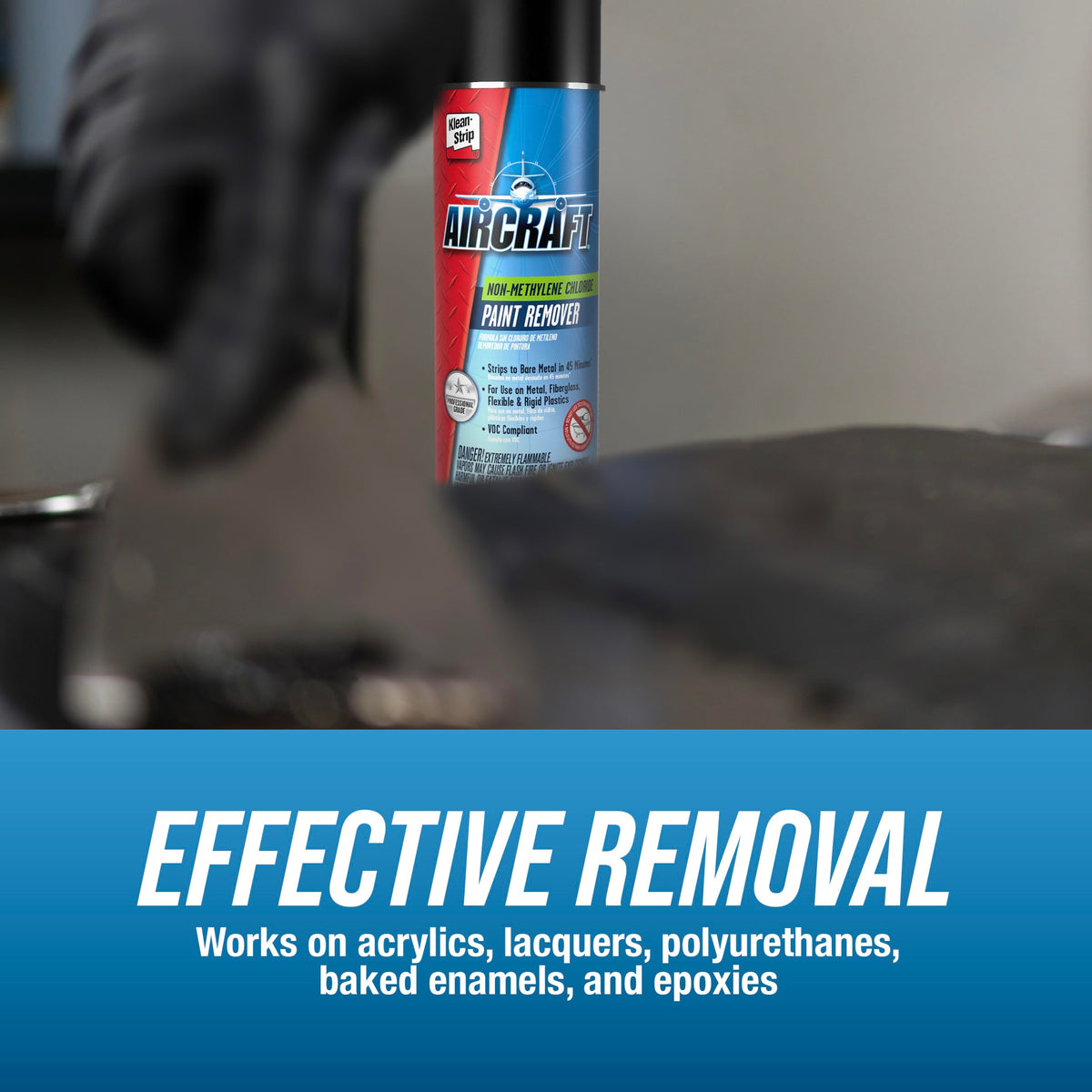 KLEAN-STRIP stripped paint being scraped away, revealing clean metal for faster refinishing