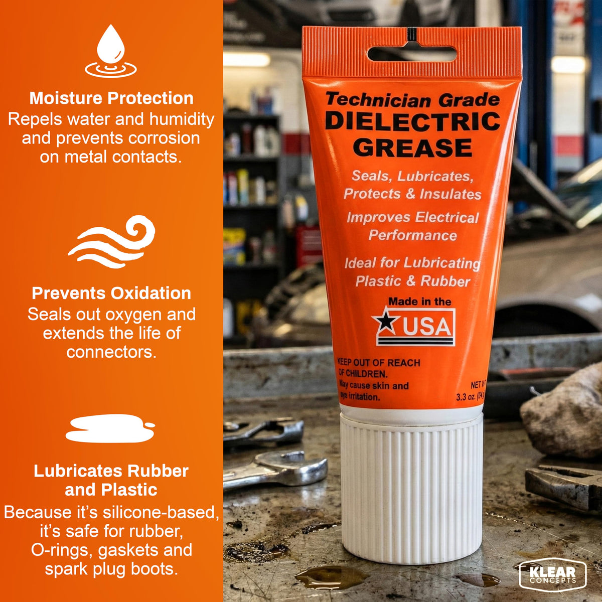 Klear Concepts grease applied to spark plug boot protecting against moisture and arcing
