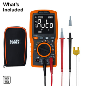 Klein Tools MM460S backlit display close-up showing reverse-contrast readability for accurate readings