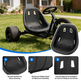 KLLJRFW seat mounted on a go kart demonstrating universal fit