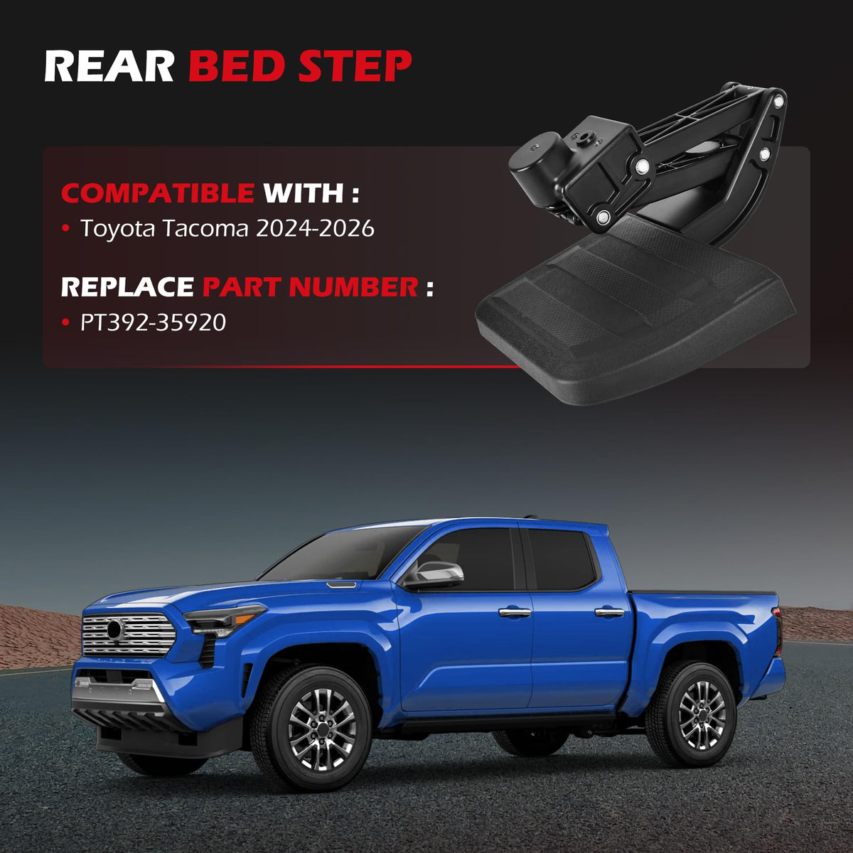 KLN rear bed step close-up of tread for secure non-slip access