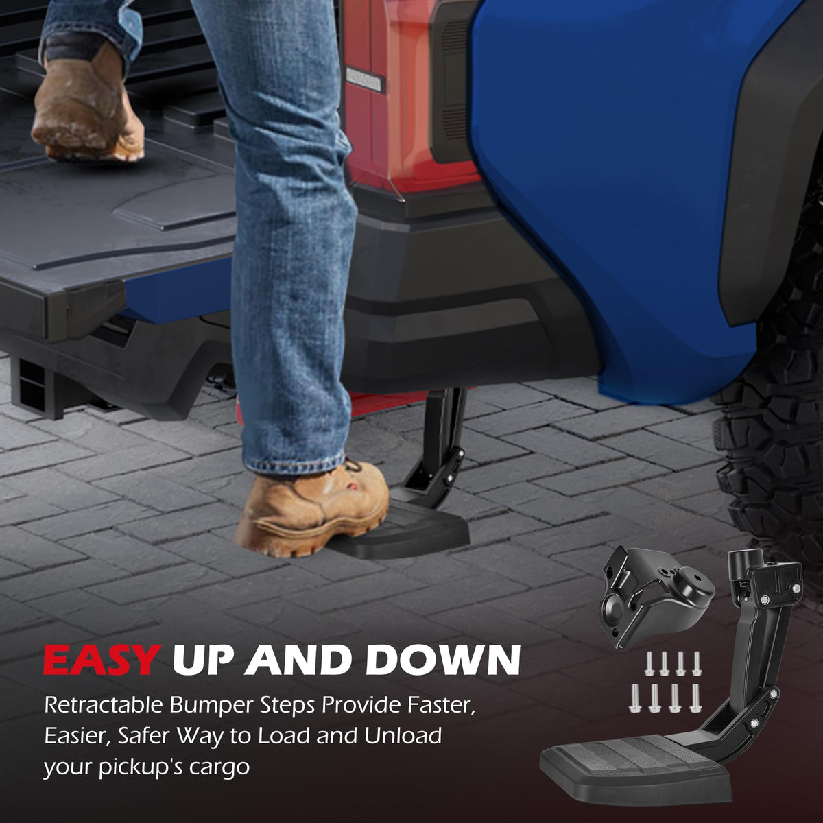 KLN rear bed step folded position keeping bumper line clear and tidy