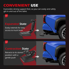 KLN rear bed step mounted on Toyota Tacoma demonstrating compatibility