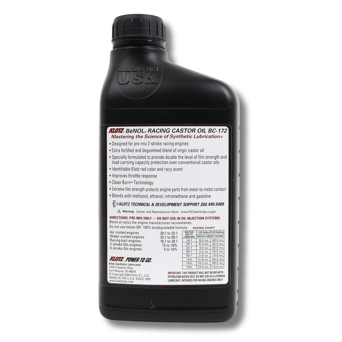 Klotz BeNOL oil texture close-up highlighting refined castor base and clean-burn quality