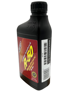 Klotz R-50 label detail showing compatibility and premix-only instructions